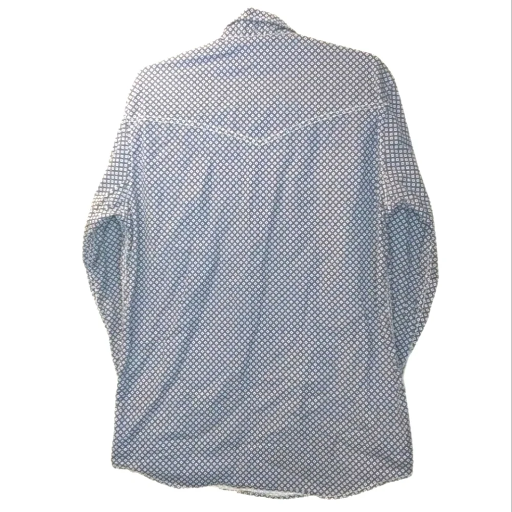 Rafter C Proflex 45 Pearl Snap Shirt Med Rockabilly Western Rodeo Geometric Navy